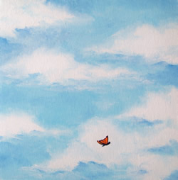 Butterfly in the Clouds Original Oil Painting