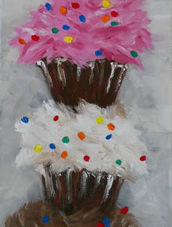 Cupcake Tower with Sprinkles Original Oil Painting