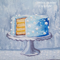 Blue Frosted Yellow Cake on Pedestal Painting