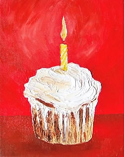 Cupcake and Candle Original Oil Painting