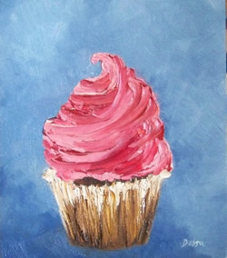 Pink cupcake original art work