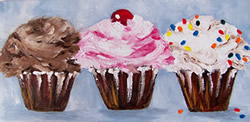 Cupcake Trio Original Oil Painting