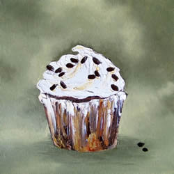 Chocolate Frosted Cupcake Original Painting