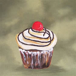 Chocolate Smooth Frosted Cupcake Original Oil Painting